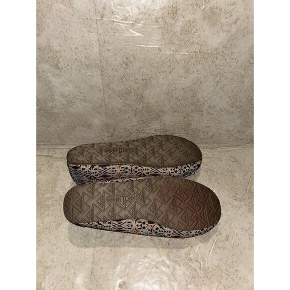 Minnetonka Britt Trapper Multicolor Tribal Print Fur Moccasin Slippers Size 8 - Picture 7 of 8